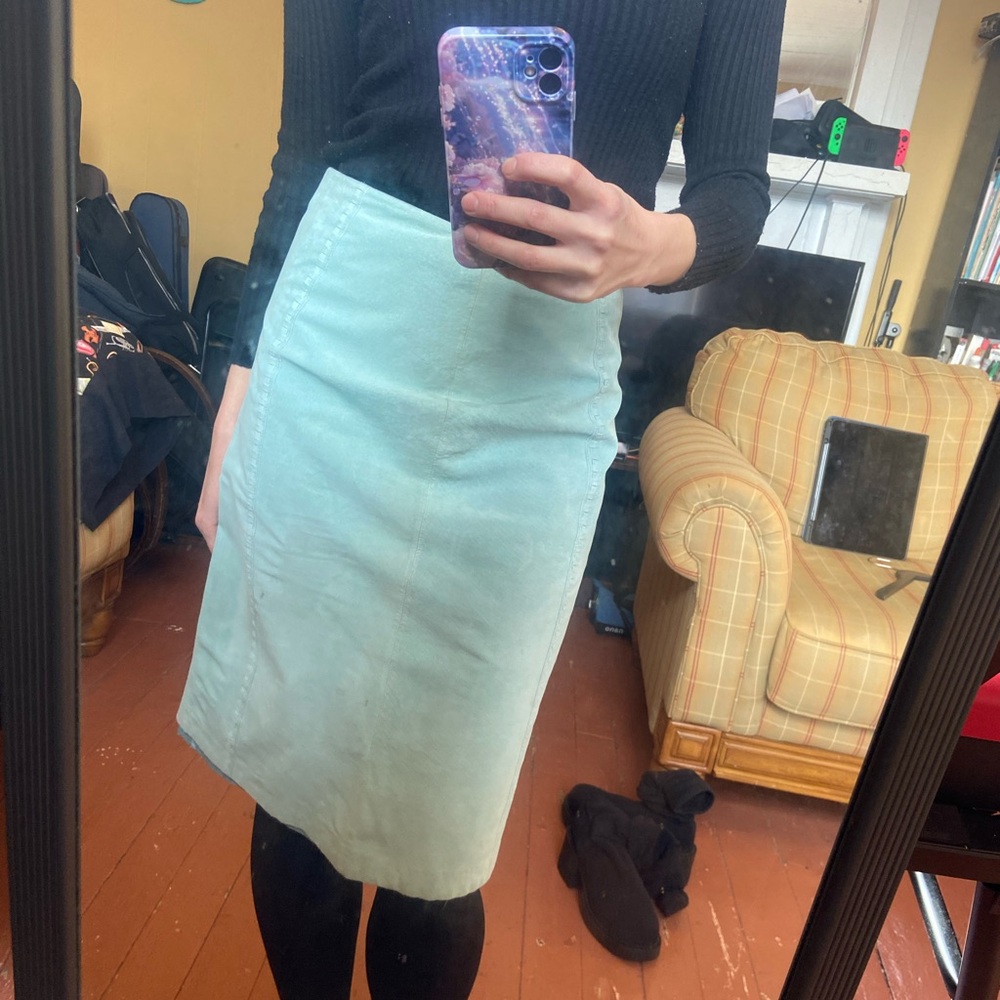 Danier Suede Mint Green Pencil Skirt Knee-Length